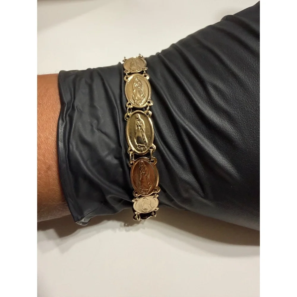 virgan mary bracelet 14k gold filled 11mm 8 inch lobster clasp